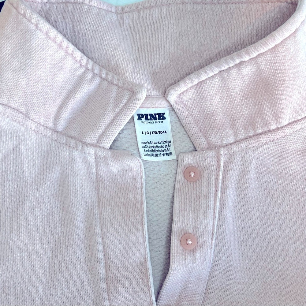 PINK Victoria's Secret Women Sweatshirt Large Pink Campus Collar Cropped - Picture 5 of 7